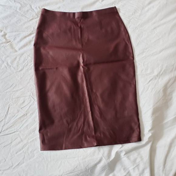 Haute Monde Dresses & Skirts - Haute Monde Maroon Faux Leather Pencil Skirt